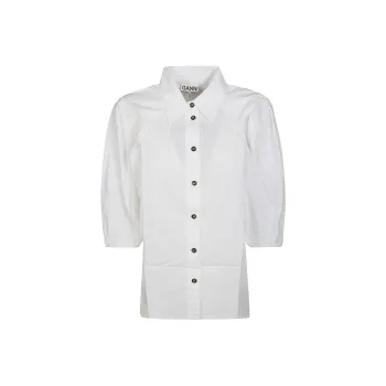 GANNI Puff sleeved Organic Cotton Shirt