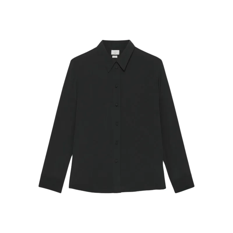 ARITZIA FW24 Wilfred Esme Silk Shirt Shirt Women's Sandwashed Black-0