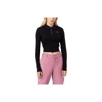 Dickies Tallasee Long Sleeve Cropped Polo Polo Shirt Women's Black