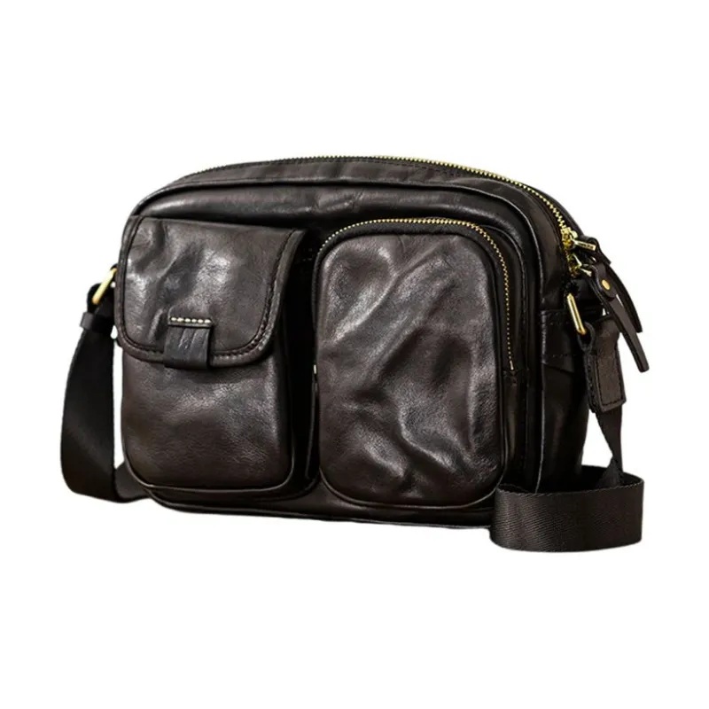 Back Step Top Grain Cow Leather Shoulder Bag Medium Size Men's Multicolor-1