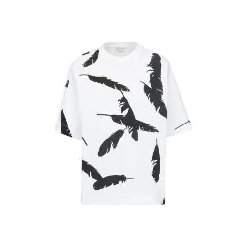 Alexander McQueen Feather Prined Oversized T-Shirt