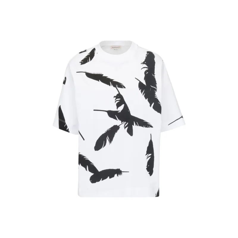 Alexander McQueen Feather Prined Oversized T Shirt-0