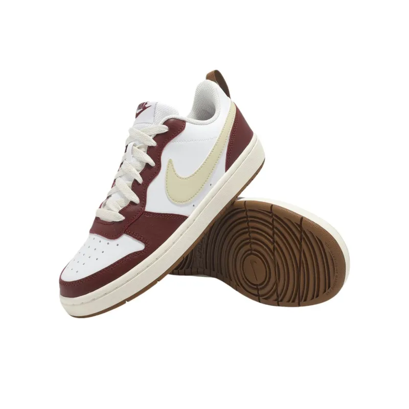 Nike Court Borough Anti Slip Wear Resistant Low Top Kids' Skateboarding Shoes White Red Unisex-5