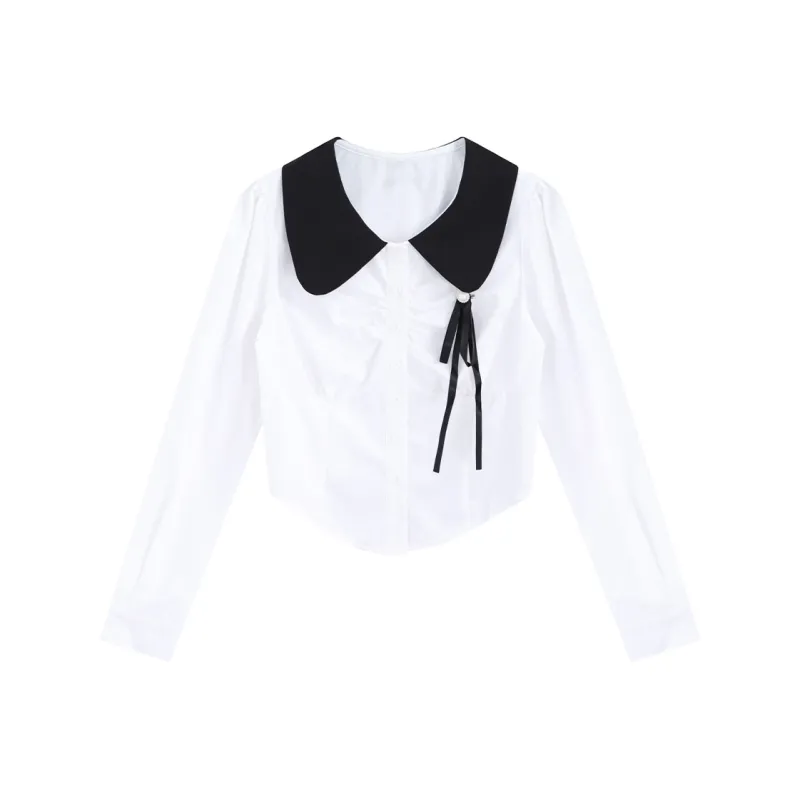 SNZX Shirts Women's White With Bow Tie-0