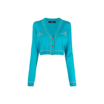 VERSACE Cropped Knit Sweater 'Dylan Tourquoise'