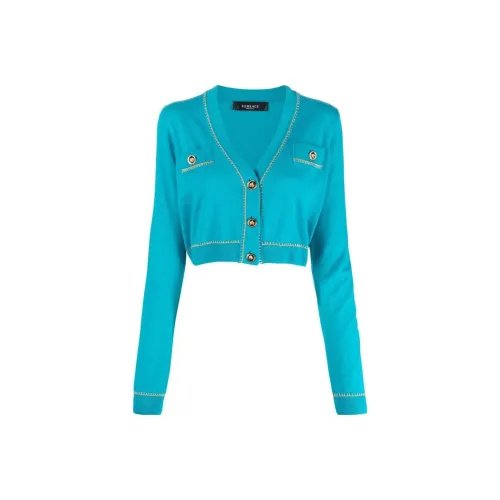 VERSACE Cropped Knit Sweater 'Dylan Tourquoise'