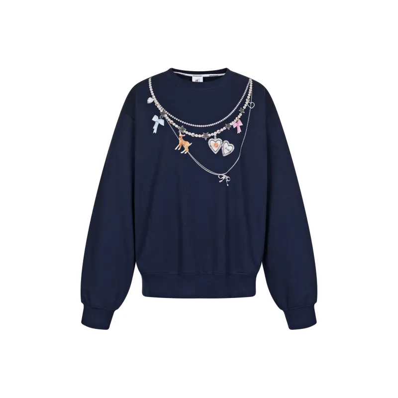 BETWEENAND Sweatshirt Women's Navy Blue-0
