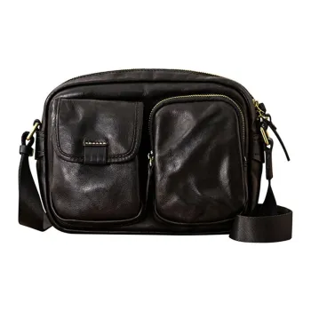 Back Step Top Grain Cow Leather Shoulder Bag Medium Size Men's Multicolor