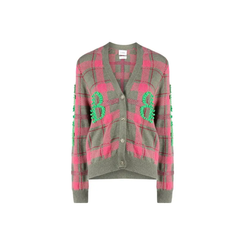 Barrie Logo embossed Tartan pattern Cashmere Cardigan-0