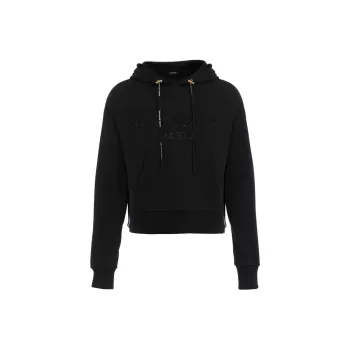 BALMAIN Rhinestone Cotton Hoodie