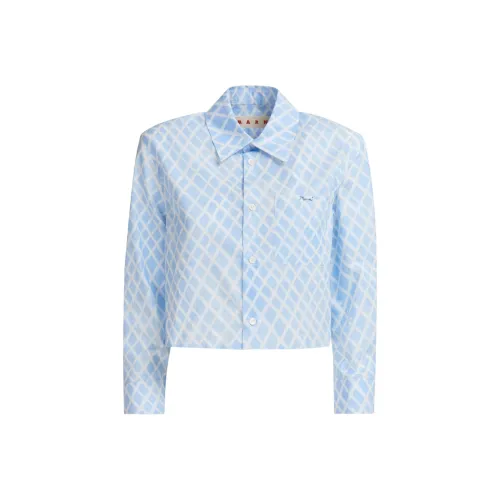 MARNI Grid print Cropped Poplin Shirt