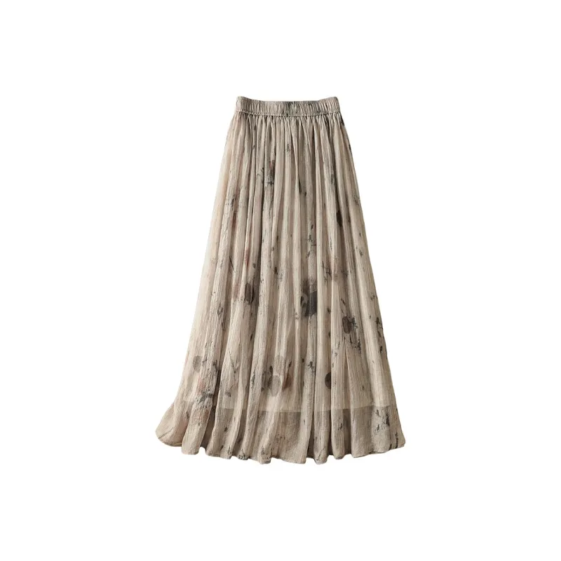 Cypress House Casual Long Skirt Women's Gray Coffee-1