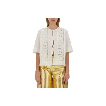 GANNI Broderie Anglaise Tie Blouse