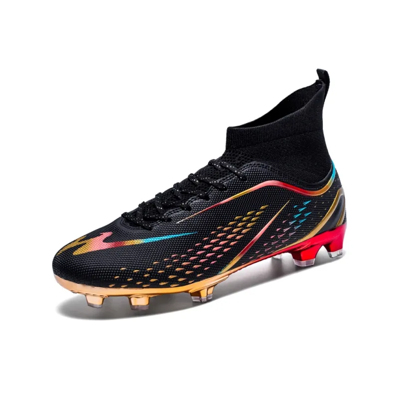 Binary FG Firm Ground Cushioning Abrasion Resistant Lightweight Slip Resistant Soccer Shoes Unisex Black Gold-1