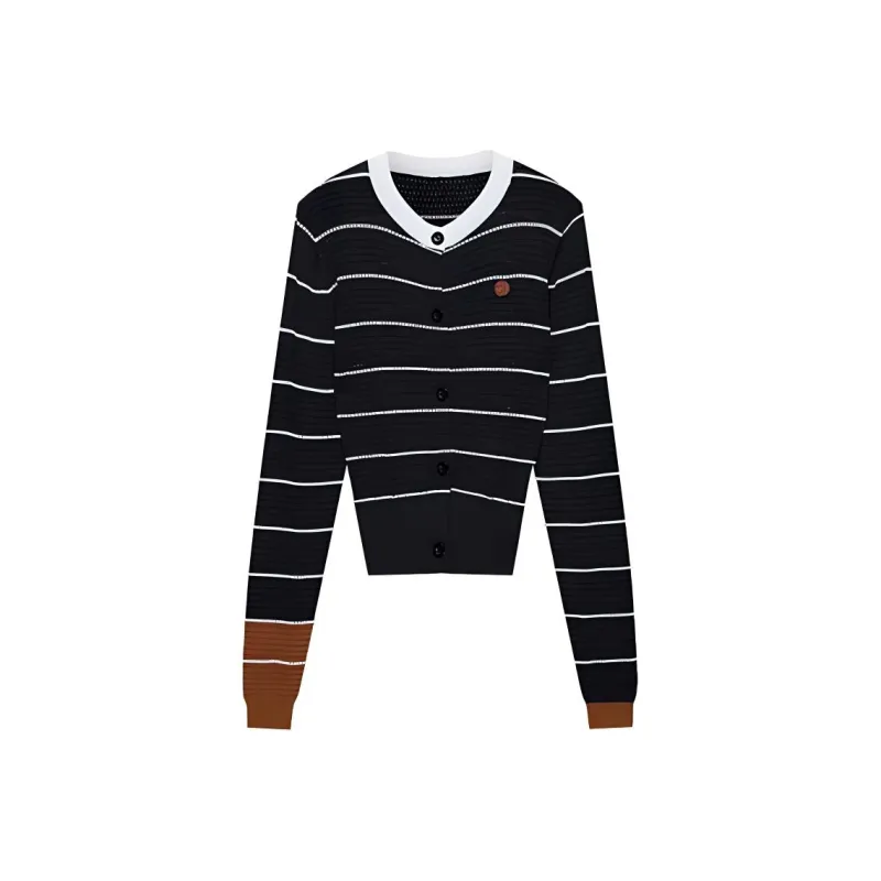 Self Who Knitwear Women's Navy Blue Stripes-0