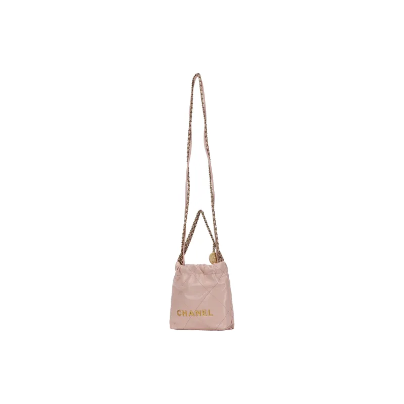 CHANEL Shiny Calfskin Handbag, Shoulder Bag, Crossbody Bag Mini Women's Light Pink Red-1