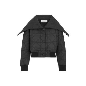 DIOR Macrocannage Bomber Jacket With Oversized Collar Jackets & Coats Women's Black