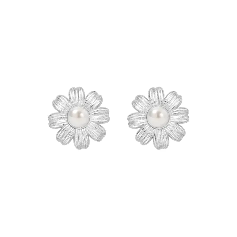 Narcii 925 Sterling Silver White Gold Plated Stud Earrings Women's-4