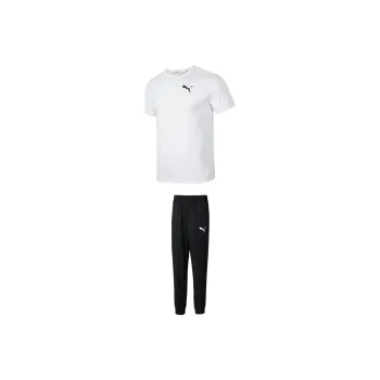 PUMA Casual Sportswear Men Set White Short Sleeved Shirt+Black Pants
