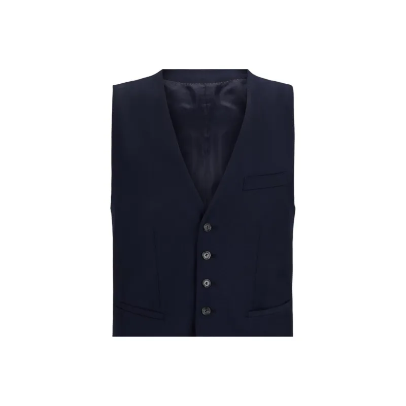 HUGO BOSS Slim-Fit Waistcoat In Virgin Wool With Stretoh Vest Men's Dark Blue-2