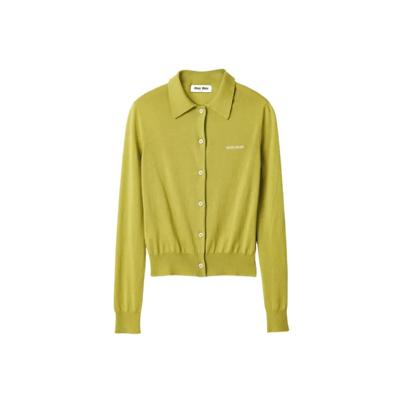 MIU MIU Cashmere Silk Cardigan 'Pistacchio'-0
