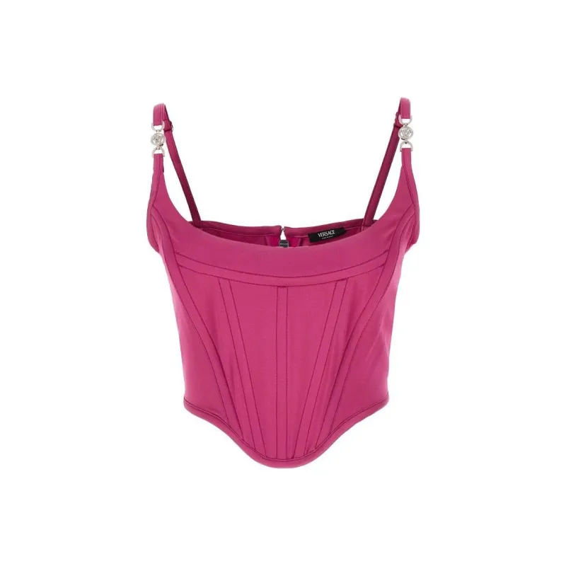 VERSACE Medusa Motif Squared Neck Corset Top-0