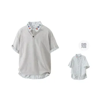 OGEK Shirt Matching Set Unisex Heather Gray Comes With White Blue Shirt