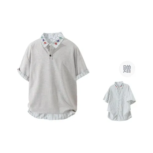 OGEK Shirt Matching Set Unisex Heather Gray Comes With White Blue Shirt