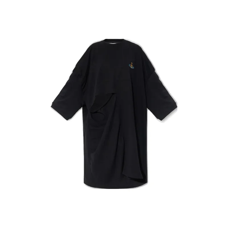 Vivienne Westwood Orb embroidered Cut out Detail Longline Top-0