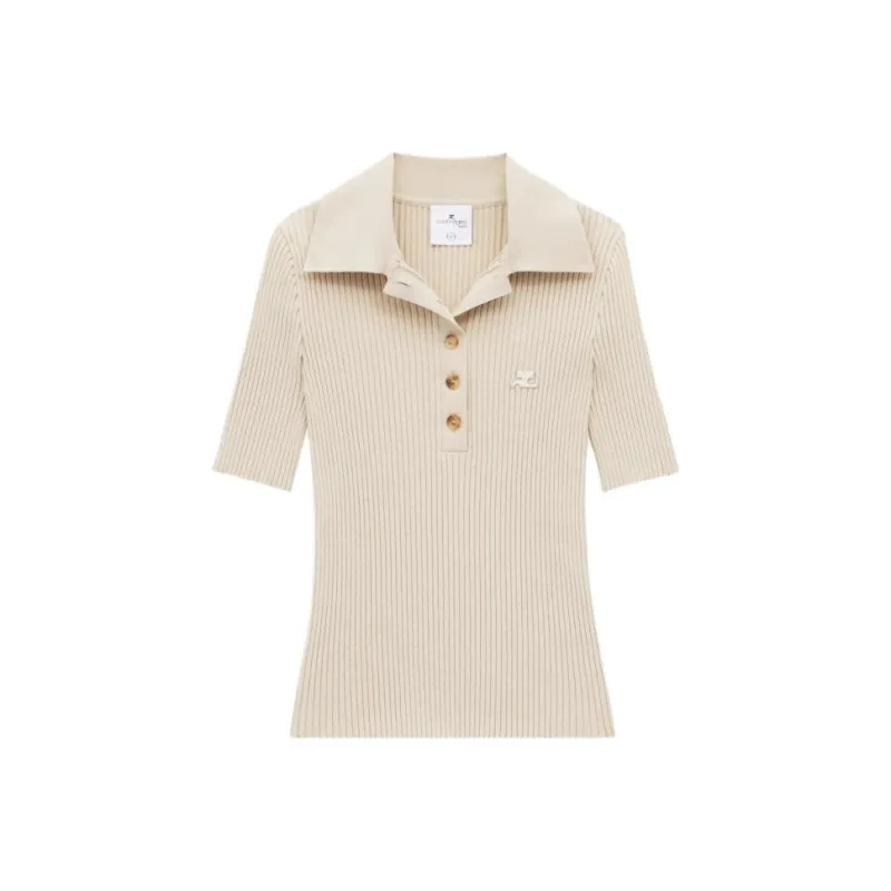 Courrèges Iconic Ribbed knit Polo Shirt-0