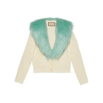 GUCCI Faux fur Collar Cardigan