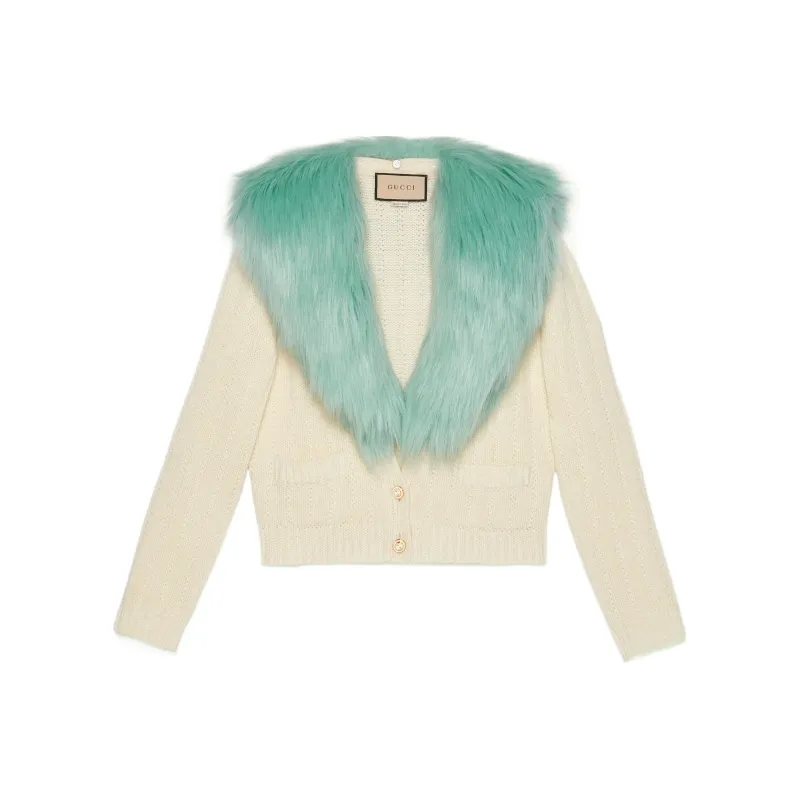 GUCCI Faux fur Collar Cardigan-0