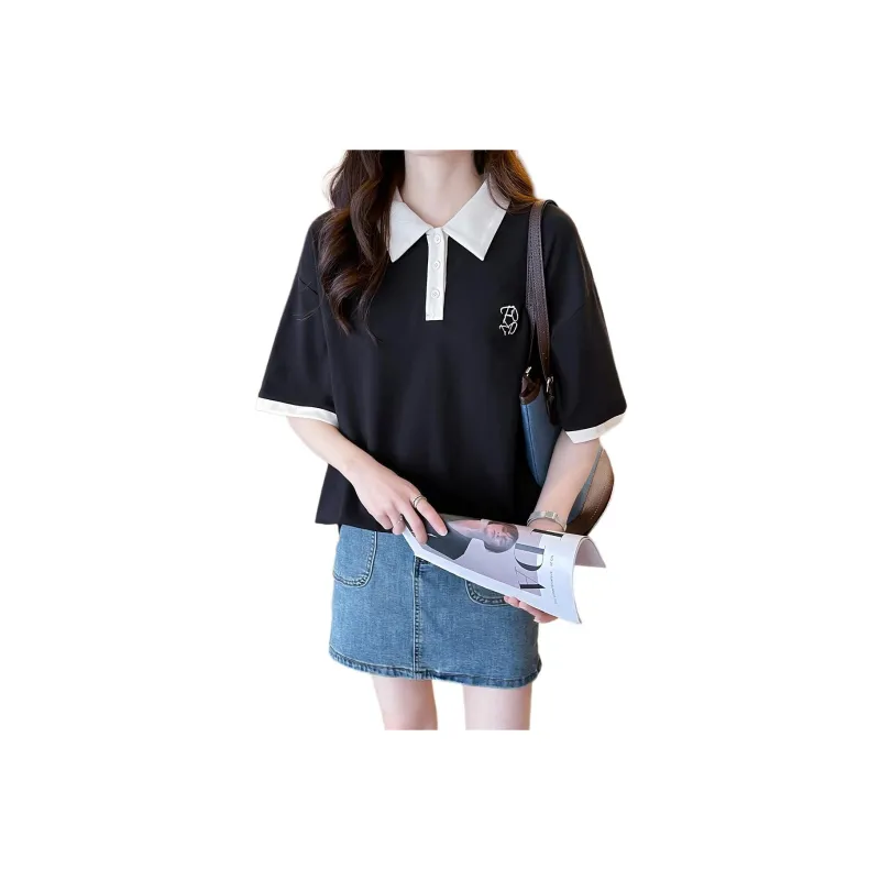 Tonlion T Shirts Women's Black-0