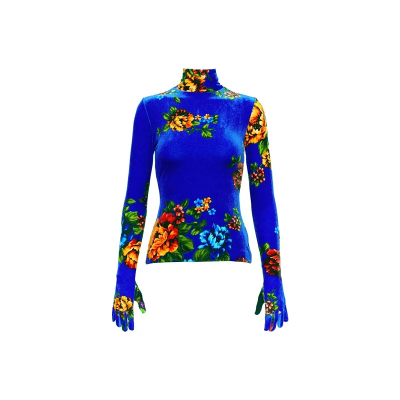 Vetements Floral print Velvet Top-0