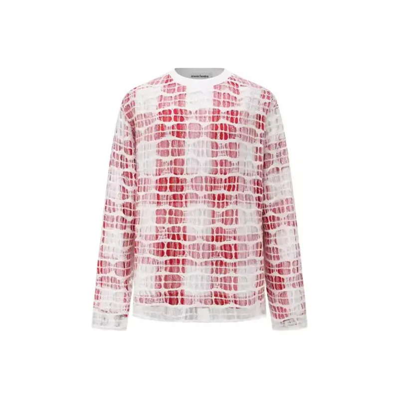 Alexia Sandra Drop Shoulder Sleeve T Shirt Unisex Red White-0