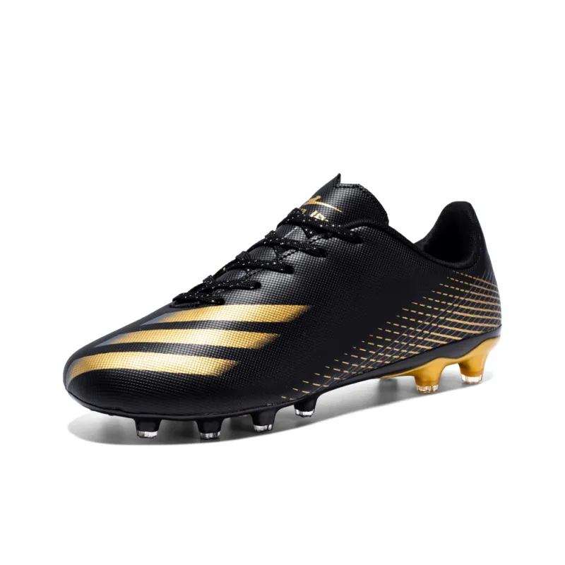 Binary FG Firm Ground Cushioning Lightweight Slip Resistant Soccer Shoes Unisex Black Gold-1