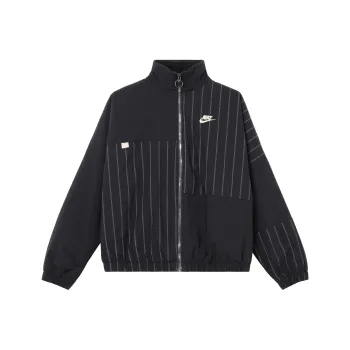Nike Women's Logo Stripe Stand Collar Casual Jacket Black
