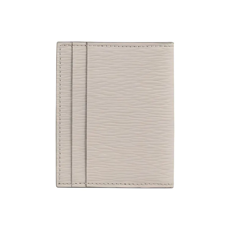 FERRAGAMO GANCINI Stamped Calfskin Wallets Card Holders Men's White-2