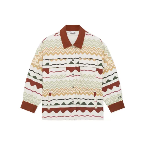 LINING Sports Trend Series Shirts Women's Sequoia Brown Jam Red Combination Color All Over Print