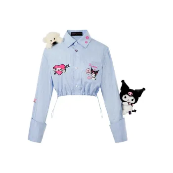 Sanrio X 13 DEMARZO Kulomi Shirts Women's Steel Blue