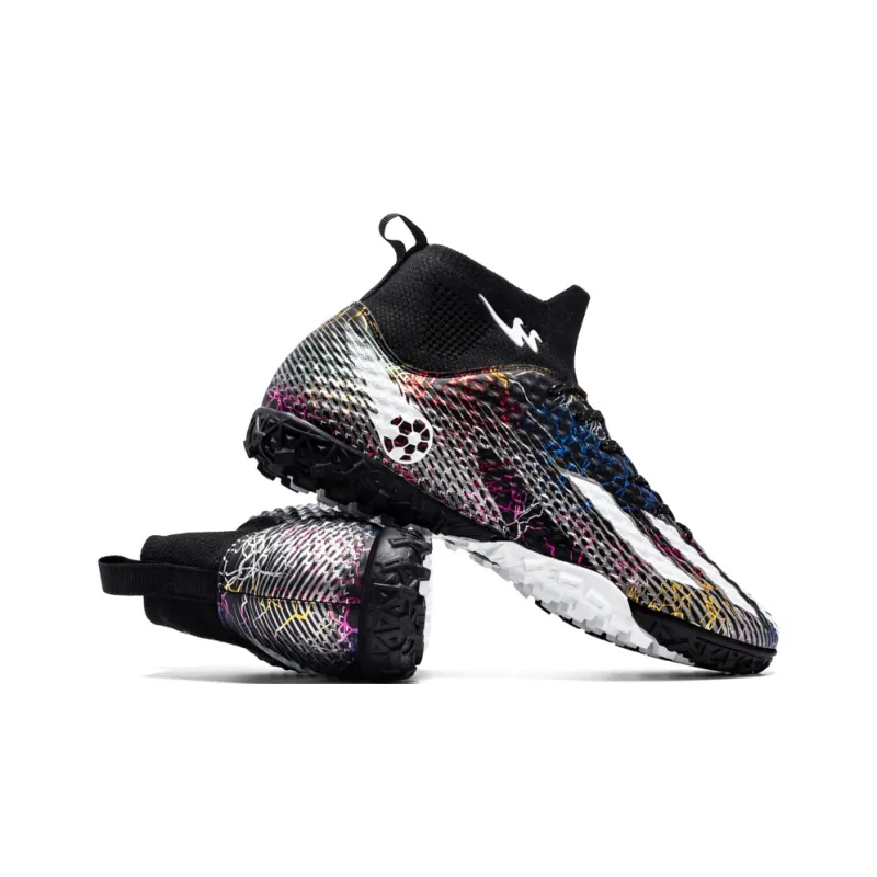Binary TF Turf Cushioning Lightweight Soccer Shoes Unisex Black Silver-4