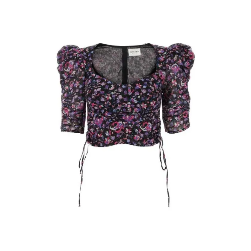 ISABEL MARANT Floral Printed Cropped Top-0