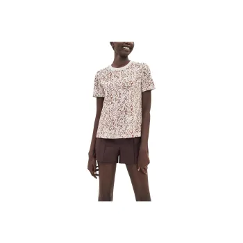HERMES Pattern All Over Print Crew Neck Short Sleeved T Shirt T Shirt Women's Pearl White