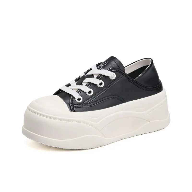 La Chapelle Abrasion Resistant Height Increasing Low Top Skateboard Shoes Women's Black-1