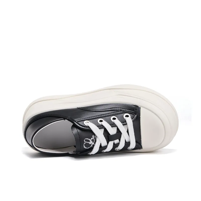 La Chapelle Abrasion Resistant Height Increasing Low Top Skateboard Shoes Women's Black-3