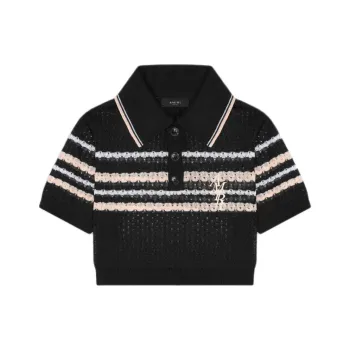 AMIRI Vertical Stripe Polo 'Black'