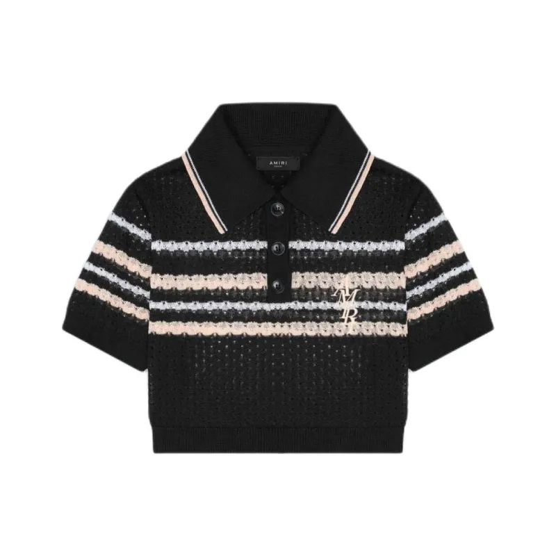AMIRI Vertical Stripe Polo 'Black'-0