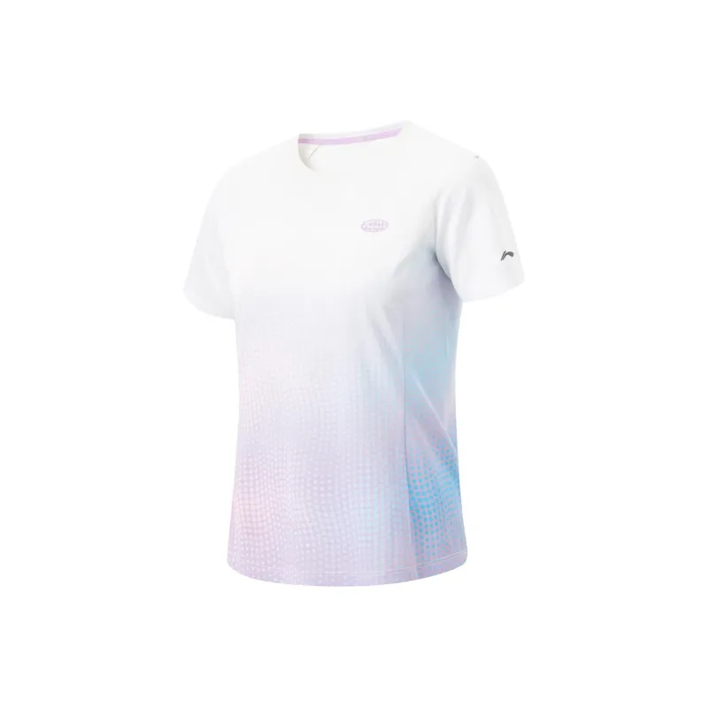 LiNing Raglan Sleeve T Shirt Women's Standard White Vero Rose Purple-0