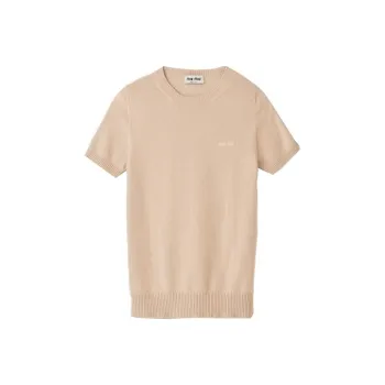 MIU MIU Logo intarsia Cashmere Top