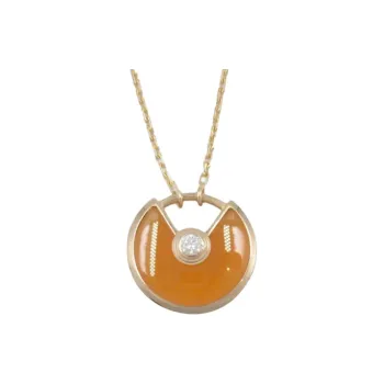 Cartier 2010s 18K Rose Gold Amulette De Cartier Diamond And Carnelian Neckace